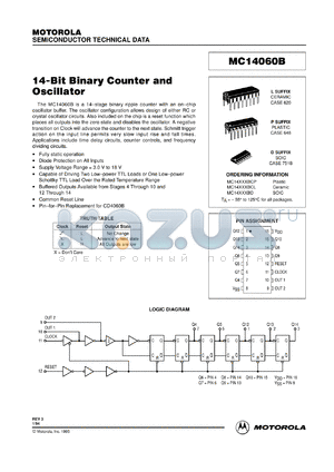 MC14060BCL datasheet - 14-bit binary counter and oscillator