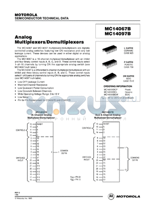 MC14067BCL datasheet - Analog multiplexer/demultiplexer