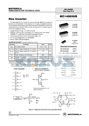 MC14069UBCL datasheet - Hex inverter