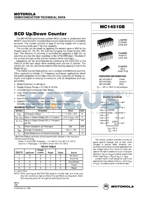 MC14510BCL datasheet - BCD up/down counter