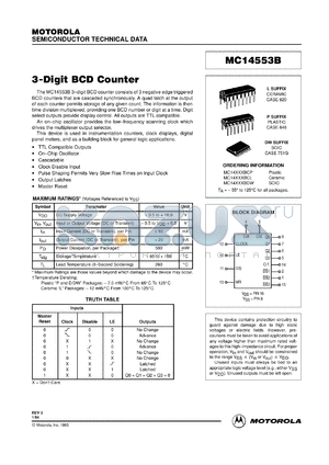 MC14553BCL datasheet - 3-digit BCD counter
