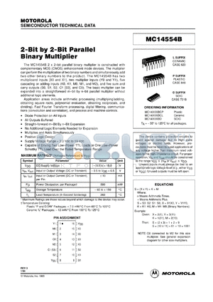MC14554BCP datasheet - 2-bit by 2-bit parallel binary multiplexer