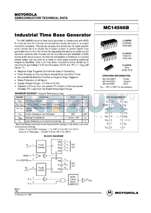 MC14566BD datasheet - Industrial time base generator