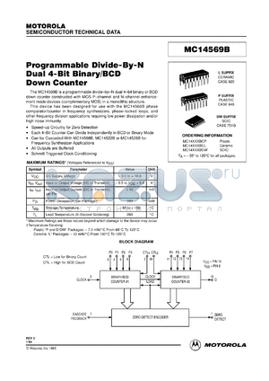 MC14569BCL datasheet - Programmable divide-by-N dual 4-bit binary/BCD down counter