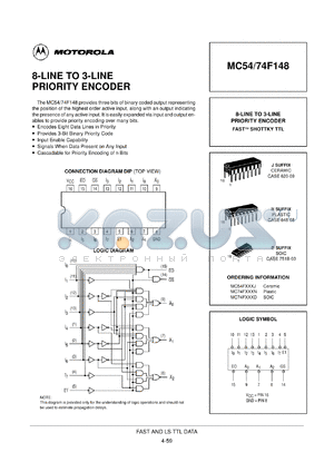 MC74F148N datasheet - 8-line to 3-line priority encoder