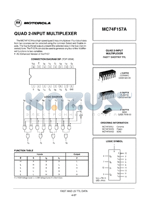 MC74F157AN datasheet - Quad 2-input multiplexer