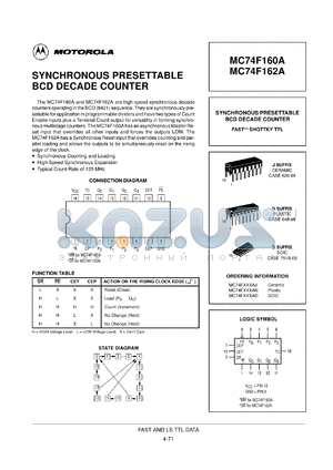 MC54F160AJ datasheet - BCD decade counter