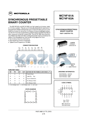 MC54F161AJ datasheet - Binary counter