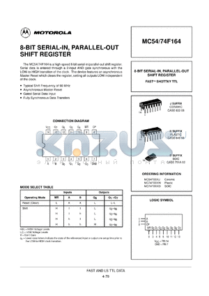 MC74F164AD datasheet - 8-bit serial-in,parallel-out shift register