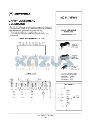 MC74F182N datasheet - Carry lookahead generator