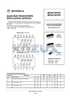 MC74F242N datasheet - Octal bus transceiver with 3-state outputs