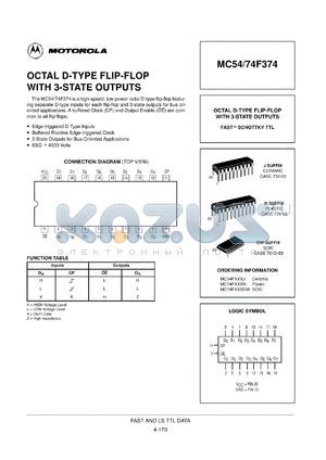 MC74F374N datasheet - Octal D-type flip-flop with 3-state outputs