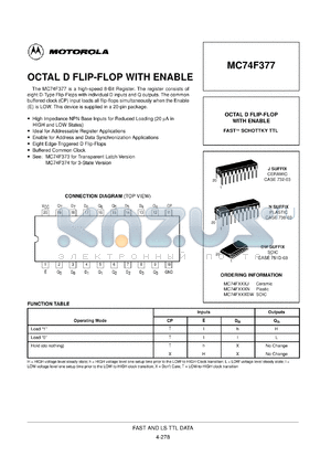 MC74F377DW datasheet - Octal D-type flip-flop with enable