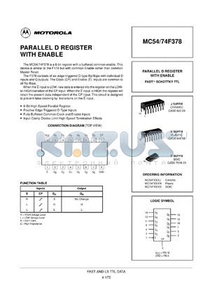MC74F378N datasheet - Parallel D register with enable