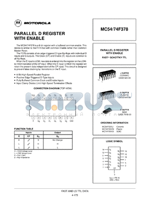 MC74F378D datasheet - Parallel D register with enable