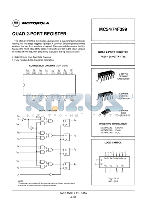 MC74F399N datasheet - Quad 2-port register