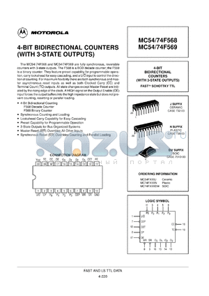 MC54F568J datasheet - 4-bit bidirectional counter