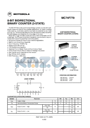 MC74F779N datasheet - 8-bit bidirectional binary counter