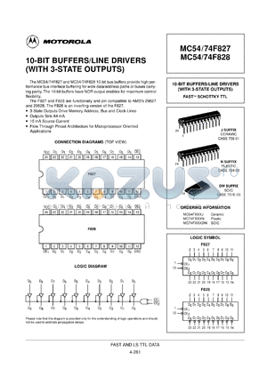 MC74F827DW datasheet - 10-bit buffer/line driver