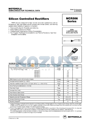 MCR506-6 datasheet - Silicon controlled rectifier