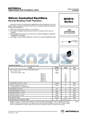 MCR72-2 datasheet - Silicon controlled rectifier