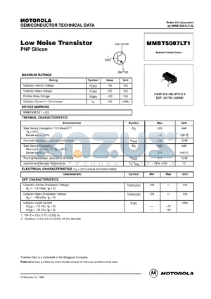 MMBT5067LT1 datasheet - Low noise transistor