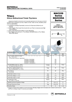 MAC229A6 datasheet - Triac