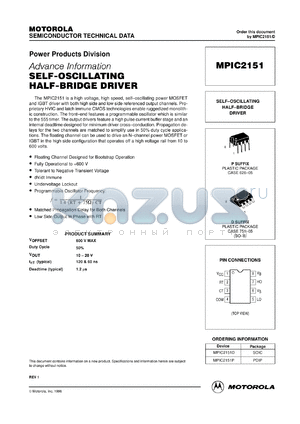 MPIC2151D datasheet - Half-bridge driver