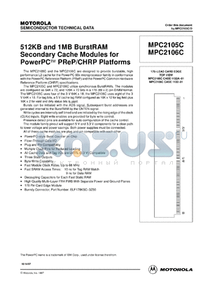 MPC2106C datasheet - 256KB and 1MB burstRAM secondary cache module