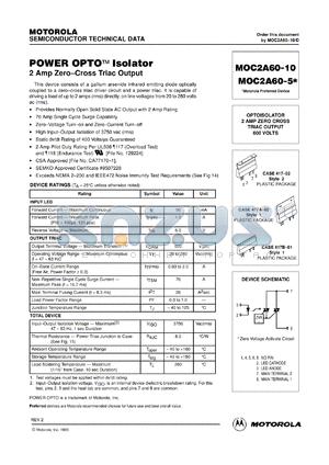 MOC2A60-10C datasheet - Power OPTO isolator