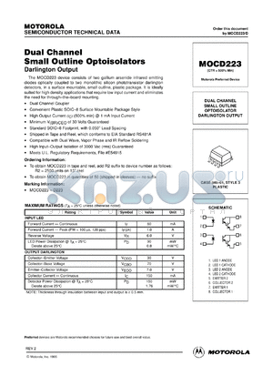MOCD223 datasheet - Dual channel small outline optoisolator