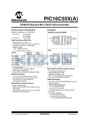 PIC16C554T-20/SO datasheet - ERROM-based 8-Bit CMOS microcontroller