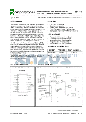 SC1152CS.TR datasheet - Programmable synchronous DC/DC controller