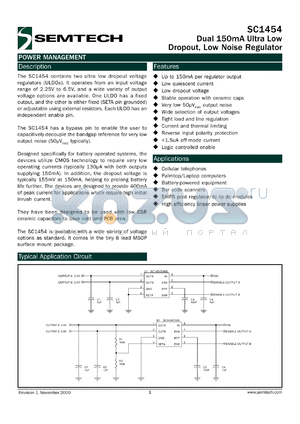 SC1454-28IMSTR datasheet - Dual 150mA ultra low dropout regulator