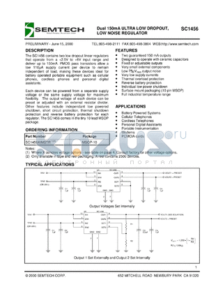 SC1456-2.5IMSTR datasheet - Dual 150mA ultra low dropout regulator