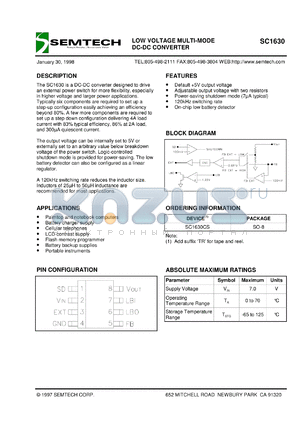 SC1630CSTR datasheet - Low voltage multi-mode DC-DC converter