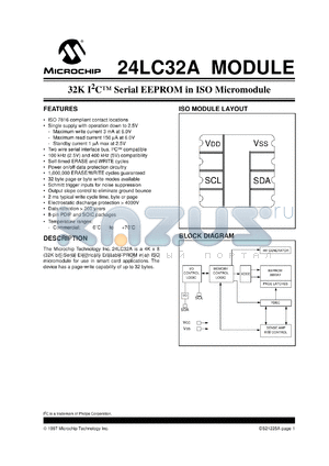 24LC32A-/MT datasheet - 32K I2C EEPROMs in ISO micromodules