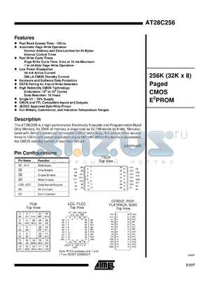 AT28C256-25SC datasheet - 256K(32K x 8) paged CMOS EPROM