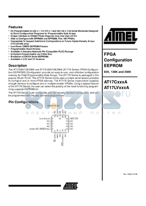 AT17C256A-10JC datasheet - FPGA configuration EEPROM, 256K, 5V