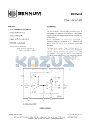 GS3022 datasheet - CIC hybrid, 3.53mm x 1.98mm x 1.91mm