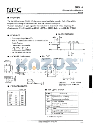 SM5610K1 datasheet - IC for quartz crystal oscillating module