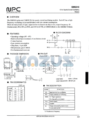 SM5610H3S datasheet - IC for quartz crystal oscillating module