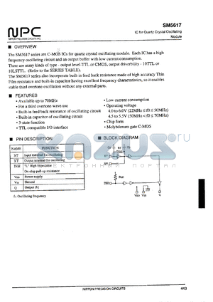 SM5617HC datasheet - IC for quartz crystal oscillating module