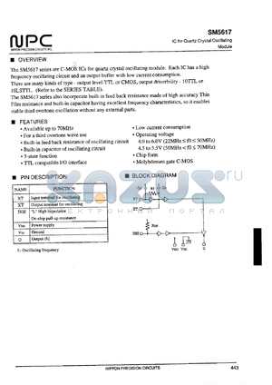 SM5617HD datasheet - IC for quartz crystal oscillating module