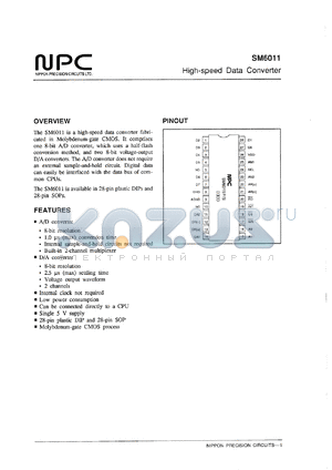 SM6011S datasheet - High-speed data converter