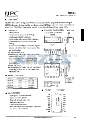 SM6104S1 datasheet - 6-bit flash A/D converter
