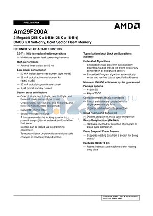 AM29F200AS-55EE datasheet - 2 megabit CMOS 5.0 volt-only boot sector flash memory