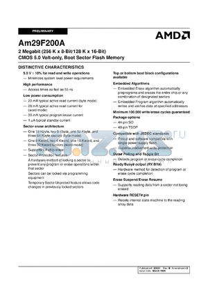 AM29F200AS-55SEB datasheet - 2 megabit CMOS 5.0 volt-only boot sector flash memory