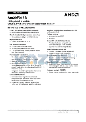 AM29F016B-120EC datasheet - 16 megabit CMOS 5.0 volt-only uniform flash memory