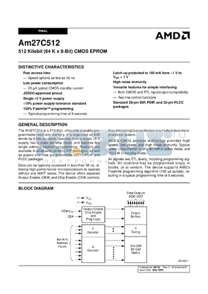 AM27C512-120PI datasheet - 512 kilobit CMOS EPROM